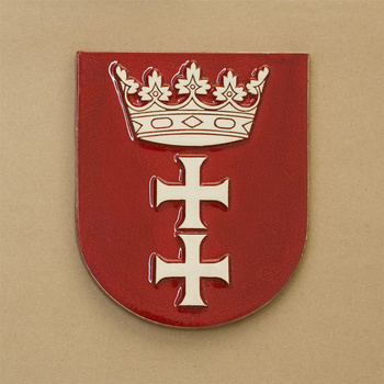 Płaskorzeźba ceramiczna GDA - HERB GDAŃSK, wym.16cm x 20cm