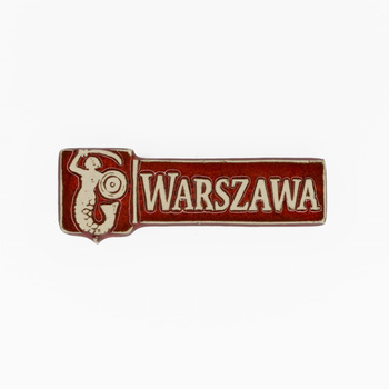 Magnes ceramiczny WAW - Herb z napisem bocznym Warszawa