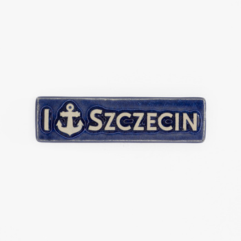 Magnes ceramiczny SZCZ - TABLICZKA - I love Szczecin, niebieska