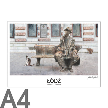 Plakat A4 RETRO ŁDZ - Ławeczka Tuwima
