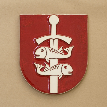 Płaskorzeźba ceramiczna GDY - HERB GDYNIA, wym. 16cm x 20cm