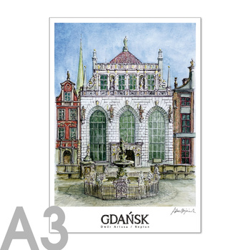 Plakat A3 RETRO GDA - Dwór Artusa