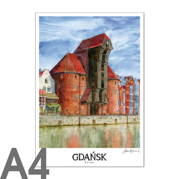 Plakat A4 RETRO GDA - Żuraw