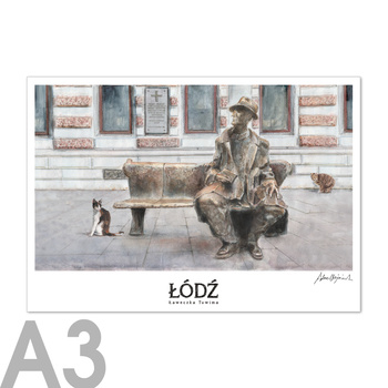 Plakat A3 RETRO ŁDZ - Ławeczka Tuwima