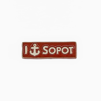 Magnes ceramiczny SOP - TABLICZKA - I love Sopot, czerwona