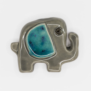 Magnes ceramiczny SERIA OZD - SŁOŃ, szaro - turkusowy
